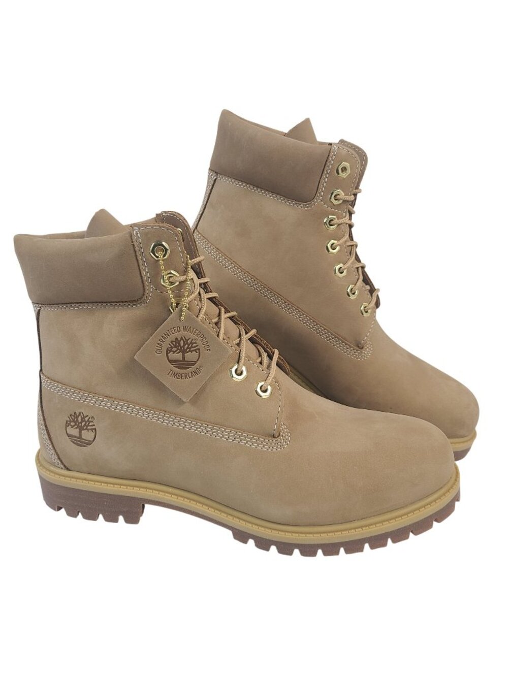 NEW Timberland Premium 6-Inch Waterproof Boots Beige Nubuck Men's Size 10.5
